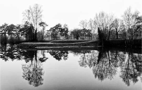 Ombres chinoises sur un étang en bordure du Canal de Nantes à Brest